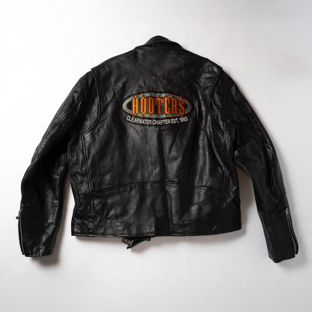 Vintage Hooters Leather Biker Jacket